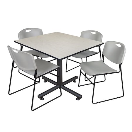 Kobe Kobe Square Table & Chair Set, Wood, Metal, Polypropylene Top TKB4848PL44GY
